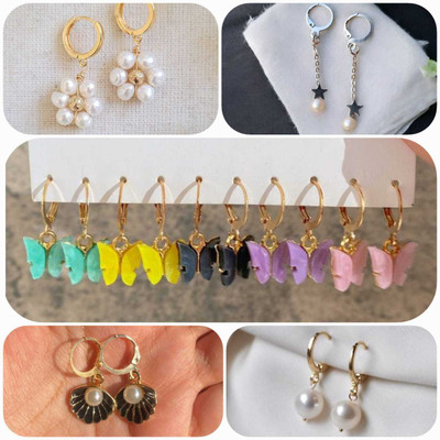 ELCETRATD JEWELLERY Shimmering beautiful pack of 9 earrings combo for women and girls Crystal Alloy Earring Set