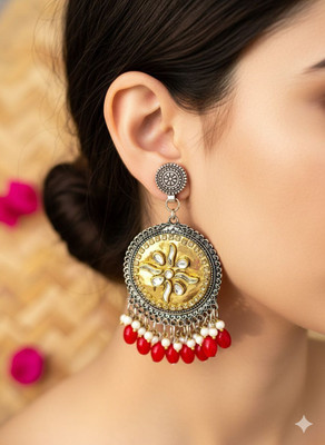 Mayas Natural Products Multicolor Oxidised Jhumka Earrings for Women Alloy Jhumki Earring