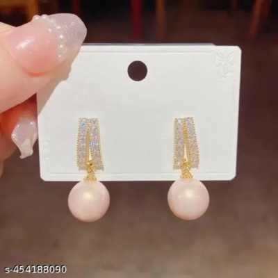 neze NZ 63 Gold Plated Pearl Tiny Stud Earring Alloy Drops & Danglers