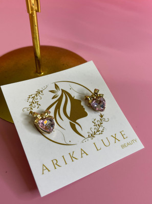 Arika Heart Shape Premium Anti Tarnish Studs. Crystal Stainless Steel Stud Earring, Hoop Earring, Huggie Earring, Earring Set
