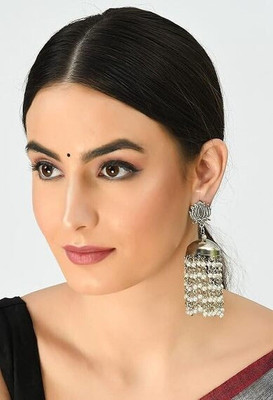 Limine Jewels Oxidised Earrings Silver Jhumka Drop For Women & Girls German Silver Earring Set