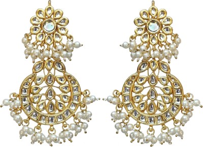 Lucky Jewellery Lucky Jewellery Elegant White Color Kundan Pearl With Back Side Meenakari Earring For Girls & Women Pearl Alloy Stud Earring