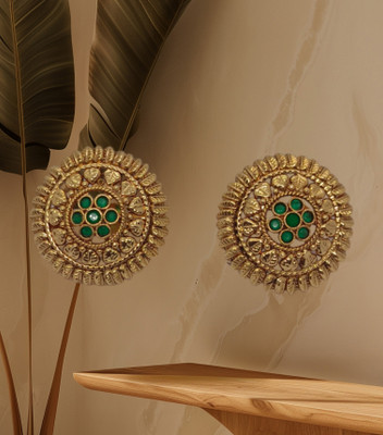 DK FASHION 1EARRING41-GREEN-D Emerald Copper Stud Earring