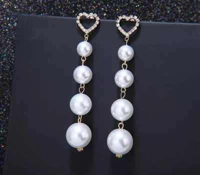 Masoom Korean pearl drop earings/ Stylish heart pearl drop earing for woman and girls Alloy Drops & Danglers