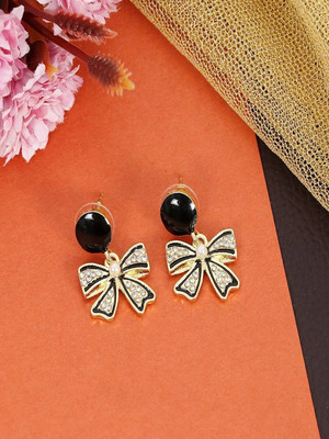 Dressberry Gold Black Bow Stud Earrings Alloy Earring Set