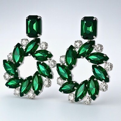 ROYAL VIBIS AD EARRING Crystal Alloy Chandbali Earring