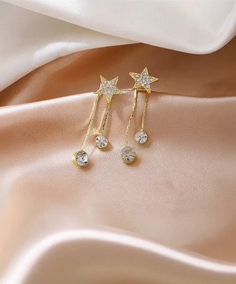 house of common designer gold stud with AD stone for women/girls Cubic Zirconia Drops & Danglers Alloy Stud Earring