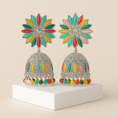 ki jewelery Leaf Design Jhumka Earrings for Girls & Women | Perfect for All Outfit & Gifting Brass Earring Set