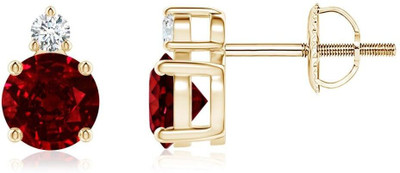 Sivori Lab-Grown Basket-Set Round Ruby Stud Earring in Multicolorss with Zircon Mar Zircon Brass Earring Set