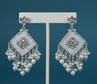 DHVANI Royal Diamond Dazzle Earrings Beads Alloy Chandbali Earring