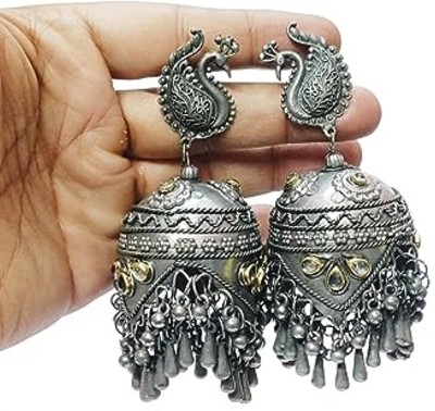 Pujvi Peacock With Big Jhumki Earrings Alloy Jhumki Earring