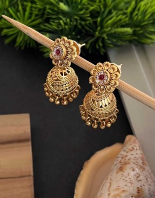 PrimectrlaFab Jhumka Earrings For Women girls Traditional Temple Jewellery for woman Diamond Brass Jhumki Earring