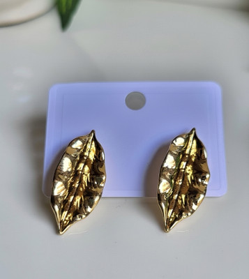 Aura Collection Anti tarnish Golden Leaf Elegance Earrings Stainless Steel Stud Earring