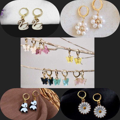 ELCETRATD JEWELLERY Shimmering beautiful pack of 9 earrings combo for women and girls Crystal Alloy Earring Set