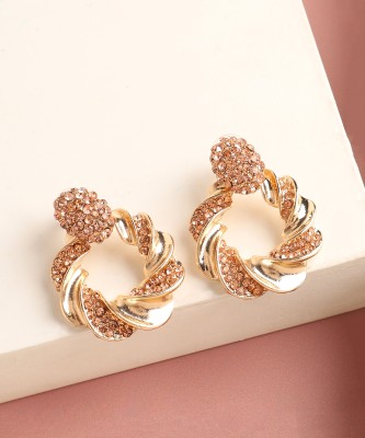 SOHI Gold Plated Designer Stone Party Drop Earring For Women Alloy Stud Earring