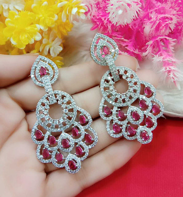 DENICRAAS DENICRAAS AD Silver-Plated Peacock Earrings for Women &Girls Party Wear Earrings Diamond Alloy Drops & Danglers