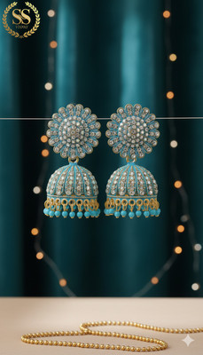 SSvidhi Jewels Traditional Floral Jhumka Earrings Cubic Zirconia Alloy, Brass Jhumki Earring