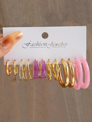 Karatcart Fashion Earrings Gold Plated Combo of 6 Pairs Hoop Earring Set for Women Alloy Hoop Earring