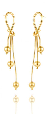 ARISAA Gold Plated Three Layer Long Tassel Earrings Brass Stud Earring