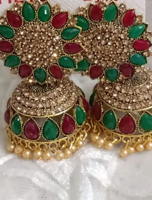 Tiijori Traditonal Ethnic Gold Platted Jhumka Jhumki For Girl Pearl Alloy Jhumki Earring Pearl Alloy, Gold Jhumki Earring