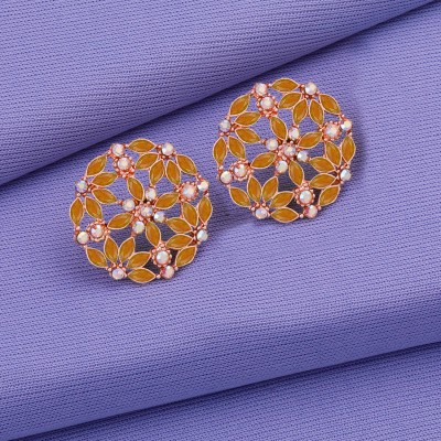 Shreenathji Jewellers Mastard Color Party Wear Antique Stud Earring For Women Girl Alloy Stud Earring