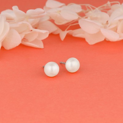 GIVA 925 Silver White Pearl Earrings for Womens Pearl Silver Stud Earring