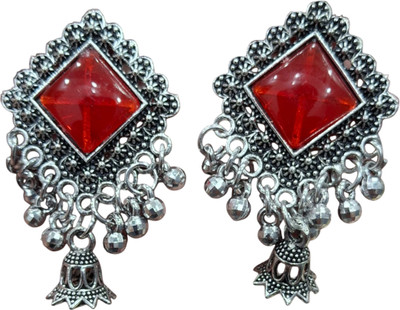 Kavi Traders Collection Square Red Alloy Stud Earring
