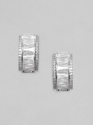 RUBANS Rubans Rhodium-Plated Half Hoop Earrings Brass Hoop Earring