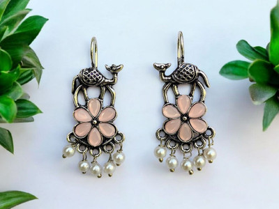 jhumkhas Trendy Camel Design Floral Drop Earrings with Pearls for Women and Girls Beads Alloy Drops & Danglers