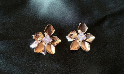 Aira Creations Aira Creations presents Golden Flower Stainless Steel Stud Earring