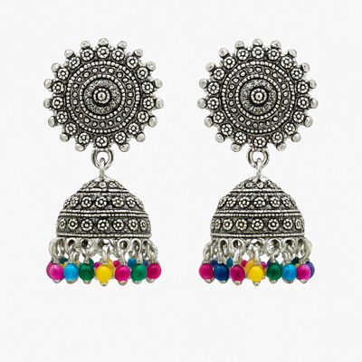 Haya Aura HAYA AURA raditional Silver Oxidized Jhumka Combo Earrings Set for Women & Girls Metal Jhumki Earring