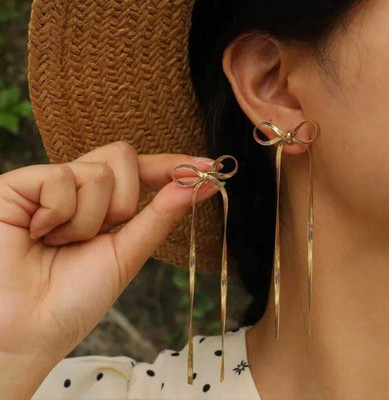 DiegoEnterprise Korean Bow Earrings For Girls | Women Earrings Drop Dangee Alloy Earring Set