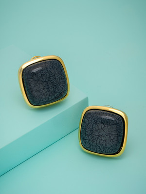 Kushal's Fashion Jewellery Black Gold-Plated Party Trendy Zircon Stud Earrings Zircon Copper Stud Earring