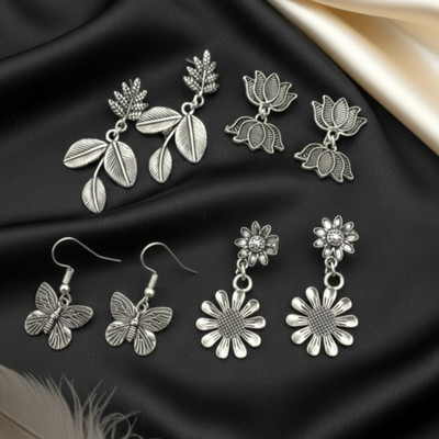 ANNORA INTERNATIONAL Pack of 4 Beautiful Earrings Brass Drops & Danglers, Huggie Earring, Earring Set, Huggie Earring