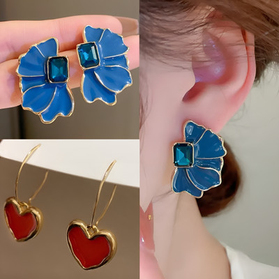 BLINGEE Combo Korean Earrings For Women Girls Flower Earrings Floral Earrings Crystal Alloy Earring Set, Stud Earring, Hoop Earring, Drops & Danglers