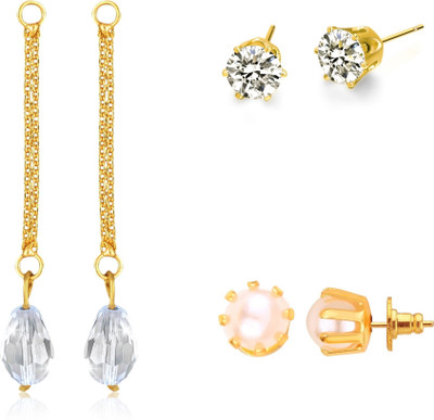 VIGHNAHARTA Stud Earring Combo set For Women and Girls 3 Pair Earring combo set Cubic Zirconia, Pearl Alloy Stud Earring