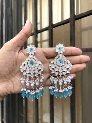 Alasca Silver Plated Earring for Women & Girls Diamond Brass Drops & Danglers