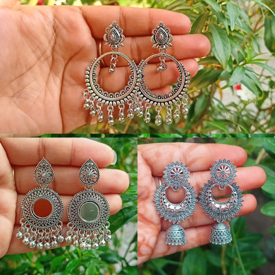 Jhumka Street Jhumka Earrings for girls and women Pack of 3 Alloy Jhumki Earring