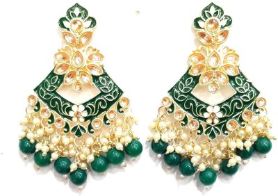 ABD Jewells Fancy Attractive Earring Set For Girls Womens color Green Hight 5 cms Beads Alloy Stud Earring