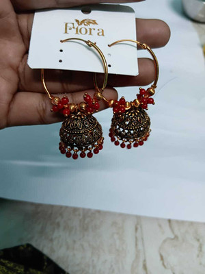 sashtika fashions Trending Red Hoop Earrings For Girls & Womens Brass Hoop Earring
