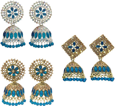 Malana Merino Set of 3 Earrings Jhumki Women Jhumka Fashion Jewellery Wedding Gift for Girls Alloy Jhumki Earring