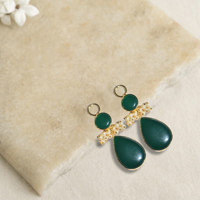 TheQueenVibes THE QUEEN VIBES Brass, Glass, Stone Tassel Earring, Earring Set, Hoop Earring, Jhumki Earring