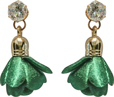 La Belleza Green Flower Earring 1 Cubic Zirconia Alloy Drops & Danglers