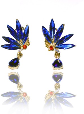 La Belleza Blue Crystal Earrings Crystal Alloy Stud Earring, Drops & Danglers