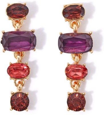 ACCESSORIZE LONDON Accessorize London Women's Purple Amber Eclectic Stones Short Drop Earring Crystal Alloy Drops & Danglers
