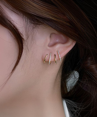 polluxcraft PolluxCraft Korean Earrings For Women & Girls /Pearl Zircon Earrings Zircon Alloy Clip-on Earring