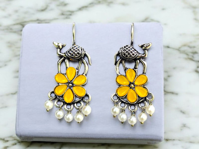 jhumkhas Trendy Camel Design Floral Drop Earrings with Pearls for Women and Girls Beads Alloy Drops & Danglers