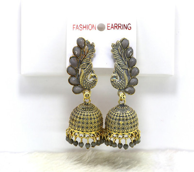 Vfashionable Peacock Crystal Jhumki Earring