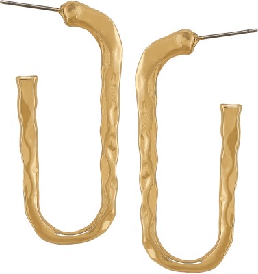 Oomph Gold Geometric Hoop Earrings - Bold Gold Look - For Women & Girls Beads, Crystal Alloy Hoop Earring