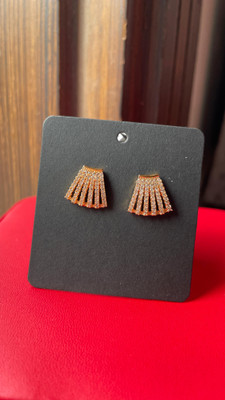 Manaj Golden Shell AD Studs Cubic Zirconia Brass Stud Earring